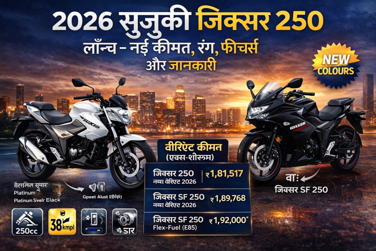 Suzuki Gixxer 250 लॉन्च: नई कीमत, रंग, फीचर्स और पूरी जानकारी
